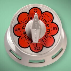1970s Mark Time Flower Power Orange Kitchen Timer Retro Mod Home Decor